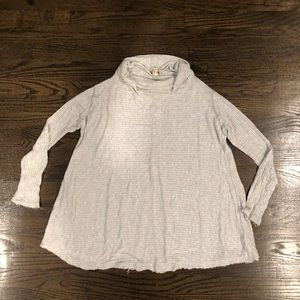 Free People Lover Rib Split Back Pullover in Grey